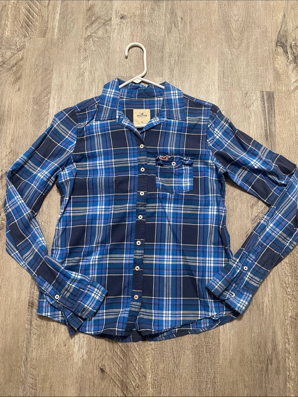 Hollister Navy & Blue Plaid Button-Down Shirt